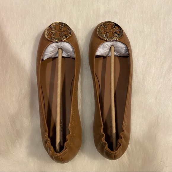 Tory Burch Minnie Travel Ballet Flats in Royal Tan/Gold - Picture 7 of 10